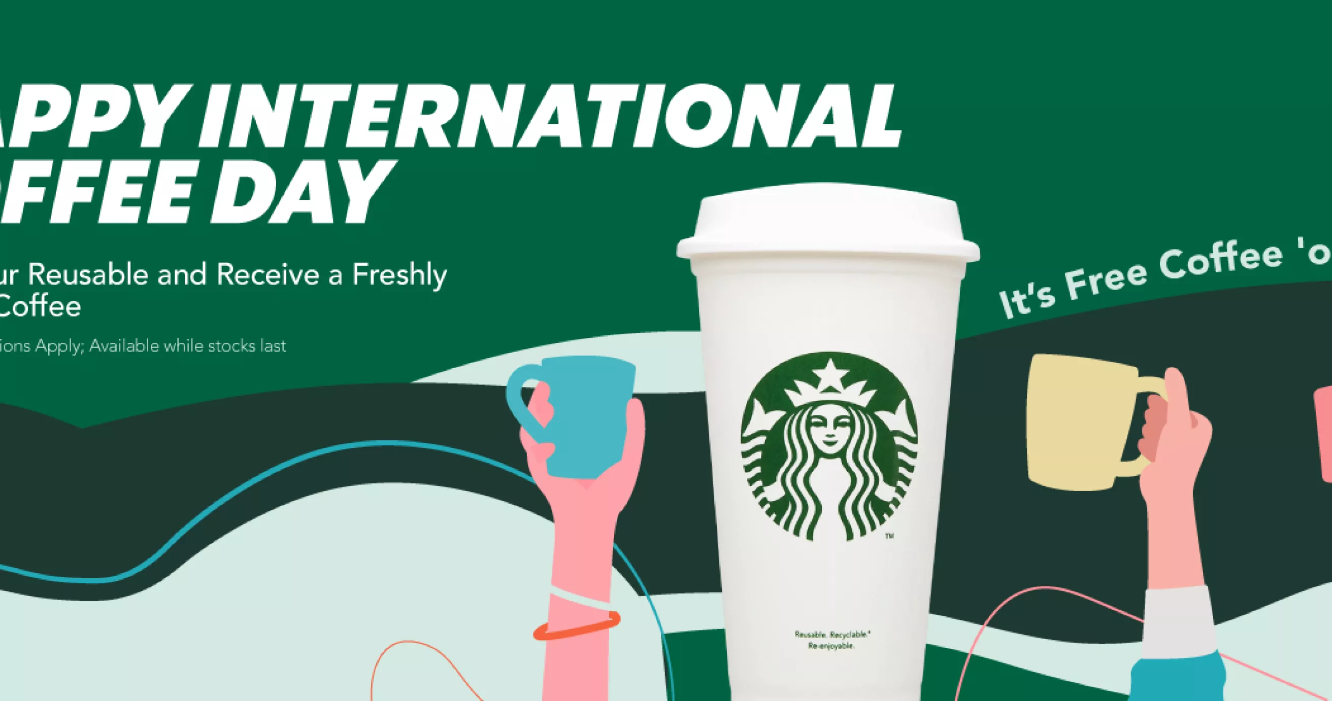 International Coffee Day Starbucks UAE 2021 Horizontal Banner 
